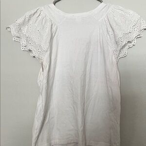 White Eyelet Sleeve Women's Top
